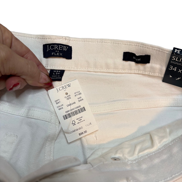 J.Crew Factory Slim Fit Flex Jeans White 34x34 Stretch Denim NWT - Picture 4 of 5